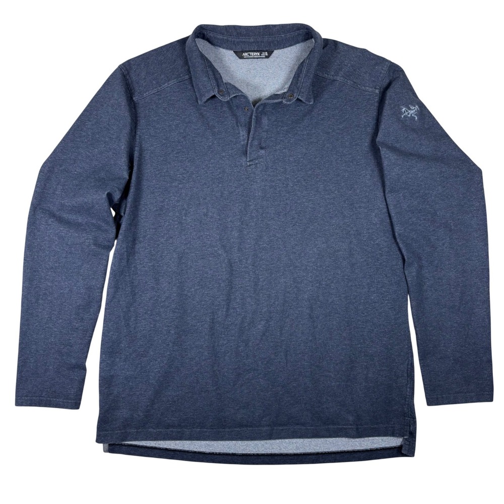 Arcteryx Captive Long Sleeve Polo Shirt Mens XL Navy Blue Heather CA34438 16125